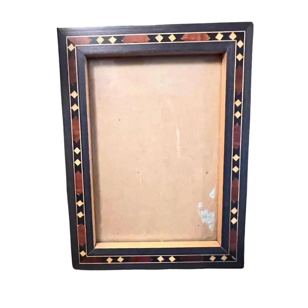 Wood photo picture frame 4x6 geometric pattern table stand home decor